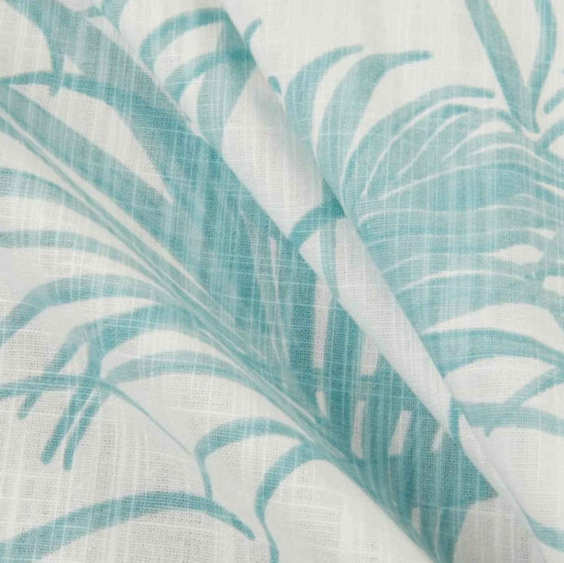 Empress Swag Valance in Karoo Cancun Blue Watercolor Tropical Foliage