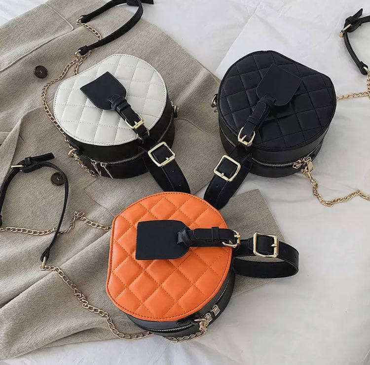 Round PU Leather Shoulder Handbag in 3 Colors