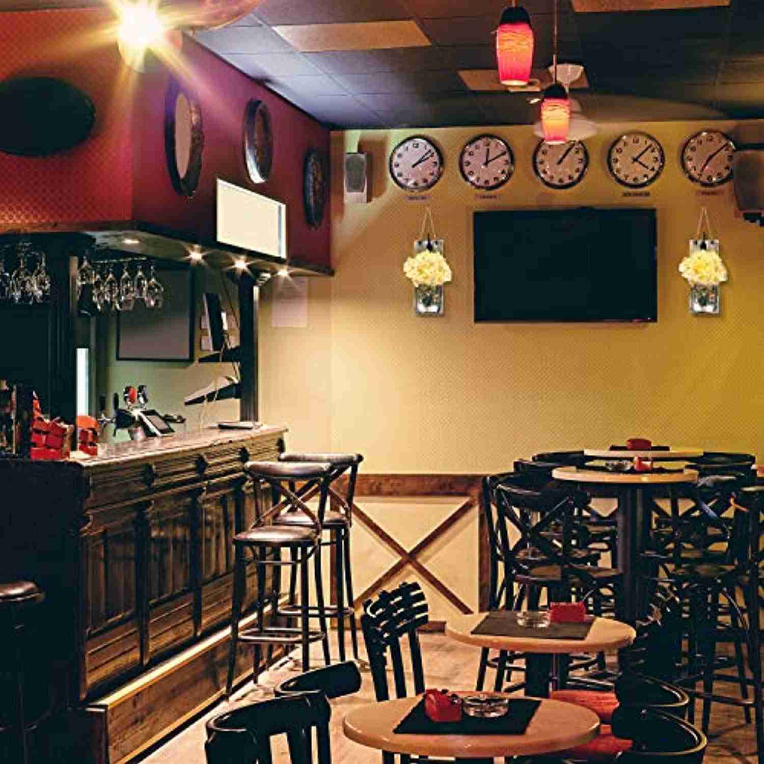 TEEHOME Rustic Hanging Mason Jar Sconces with LED Fairy Lights, Vintage Wrought Iron Hooks, Silk Hydrangea Flower LED Strip Lights - Set of 2