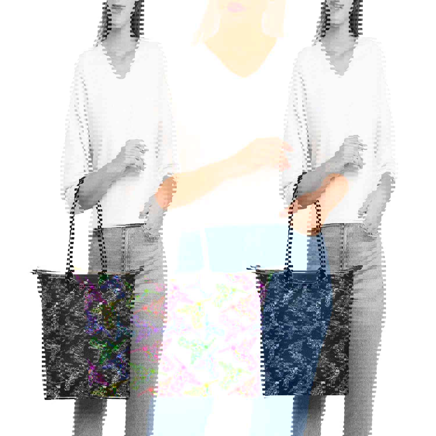 Neon Floral Hummingbirds Single-Shoulder Lady Handbag