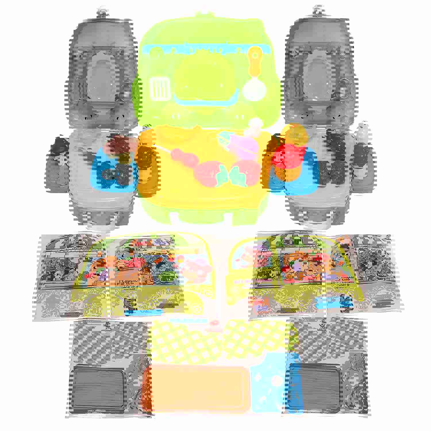 30PCS Kids Pretend Food Playset with Stickers and Storage Van Case