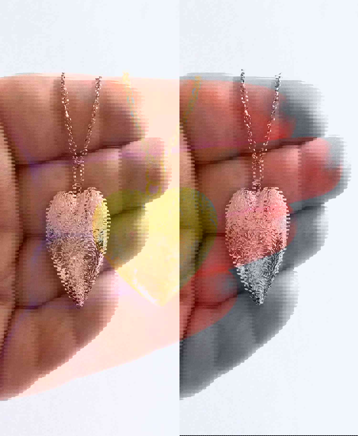 Gold Heart Locket Necklace - Real Working Locket with Gold Plated Chain