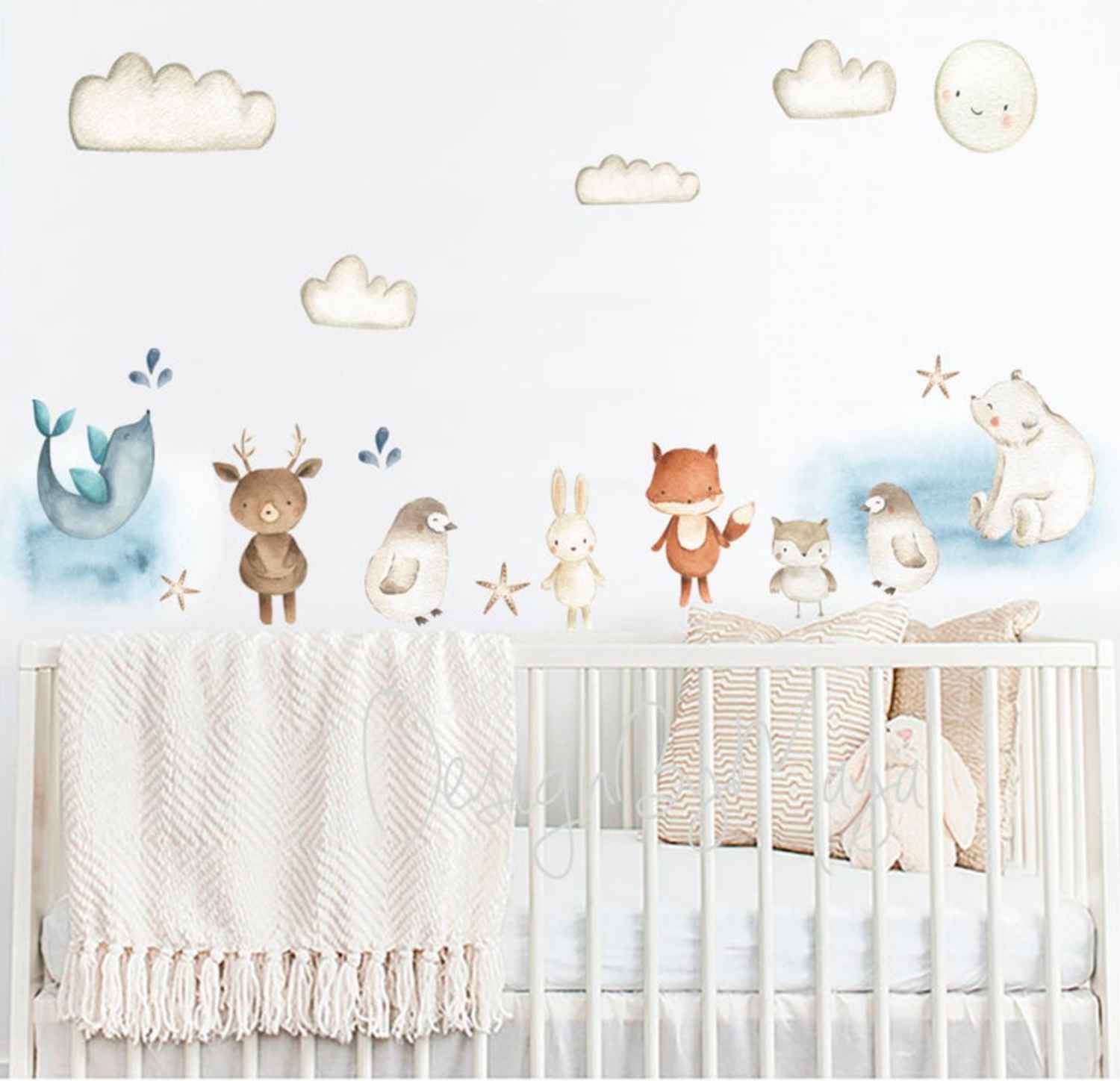 Arctic Polar Bear and Friends - Fabric Nursery Wall Art Decals