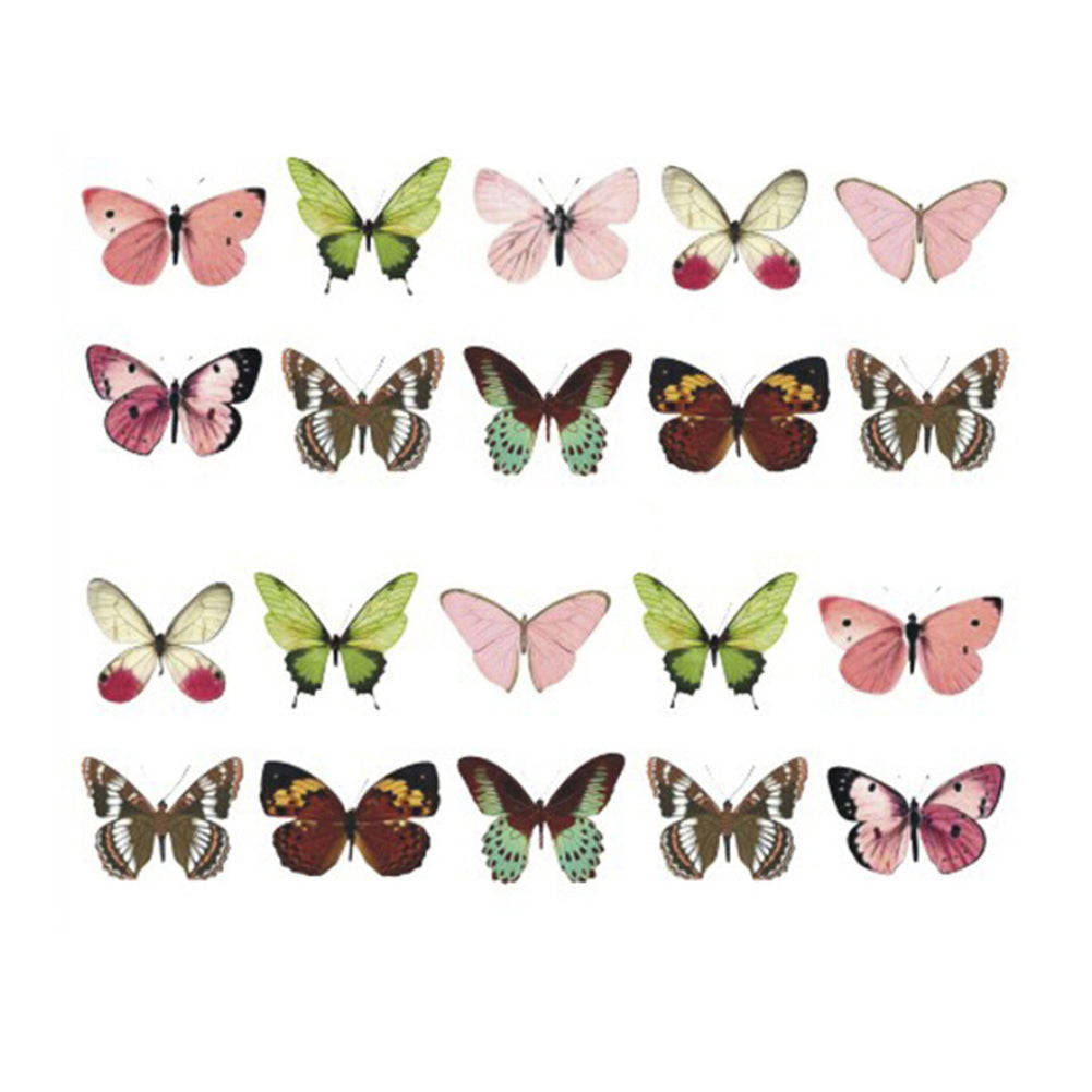 Mixed Flowers Butterfly Design Water Decals Transfer Nail Stickers