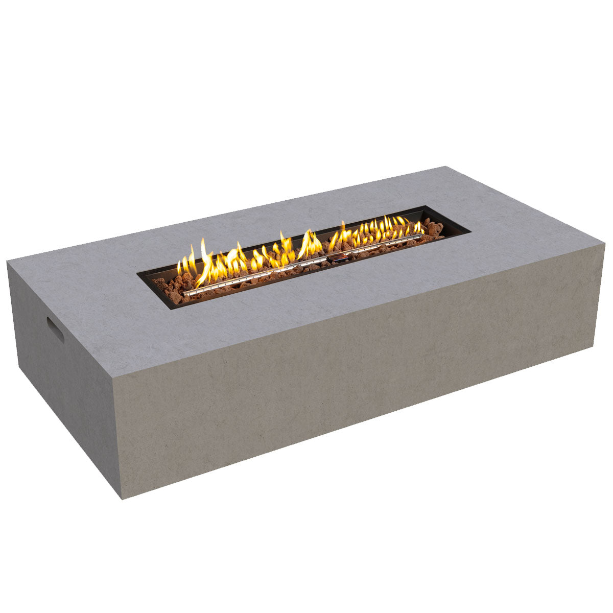 Large Rectangular Concrete Gas Fire Pit Table | 50,000 BTU Outdoor Propane Fire Pit