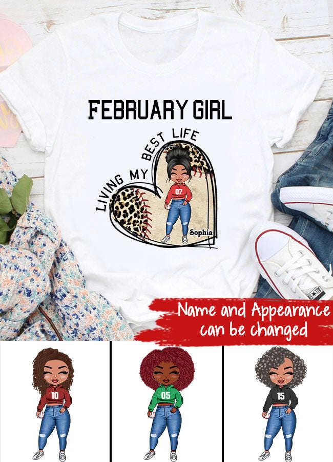 February Birthday Shirt - Custom Queens Born in February Baseball Lover Tee