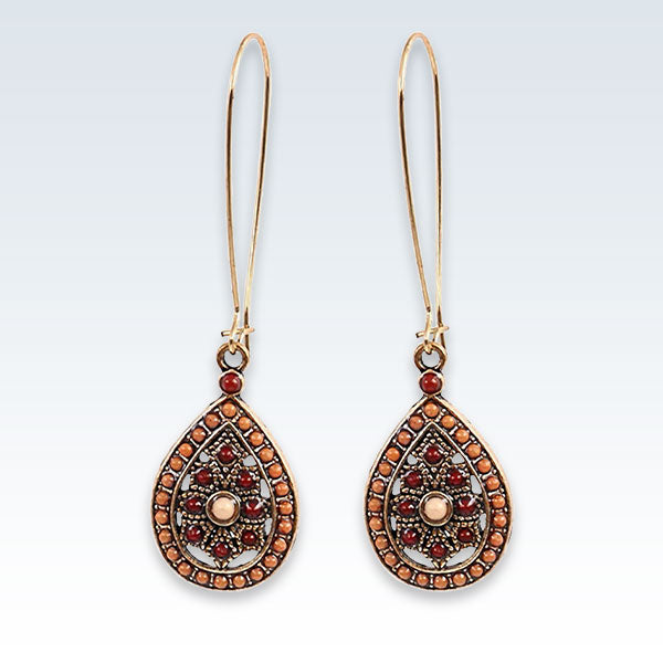 India Wine Red Teardrop Earrings
