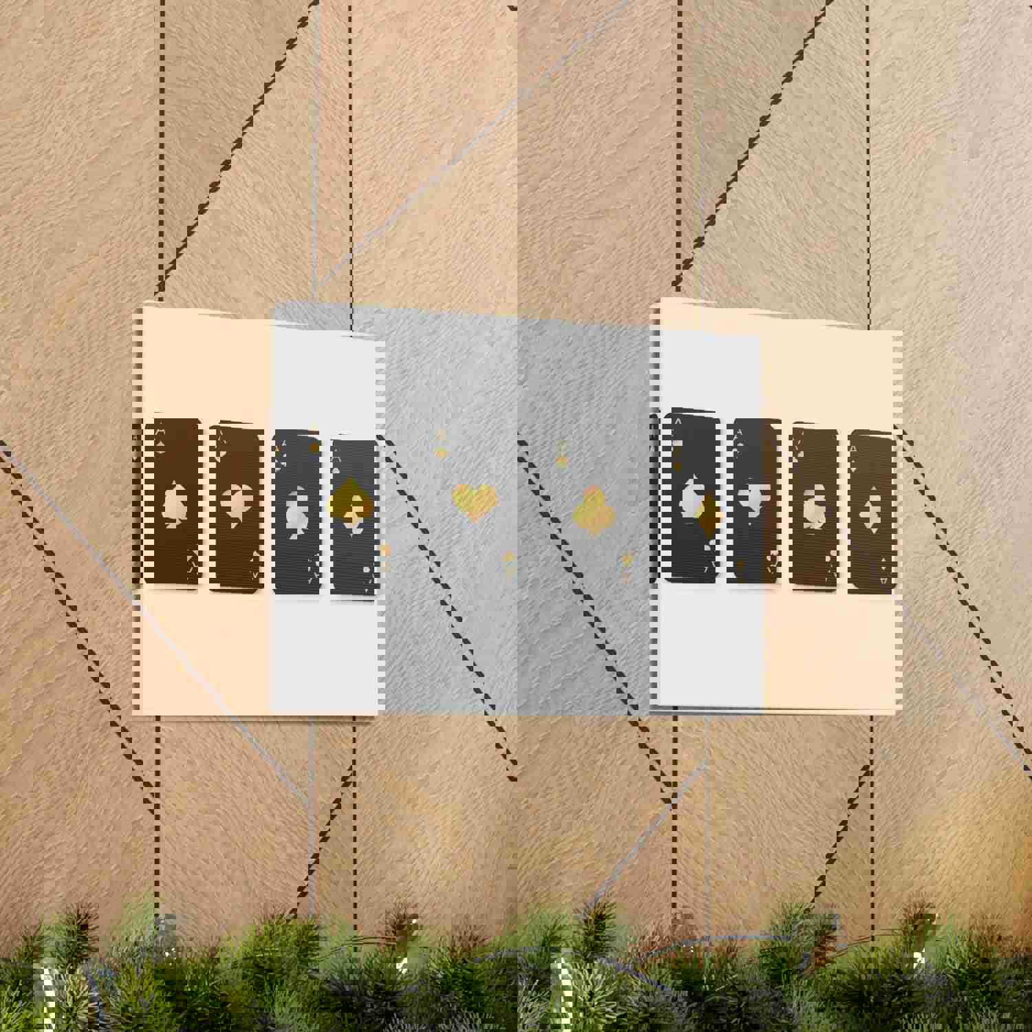 Four Black Aces Card Suits Playing Card Canvas Wall Art - Ready-to-Hang Home Decor