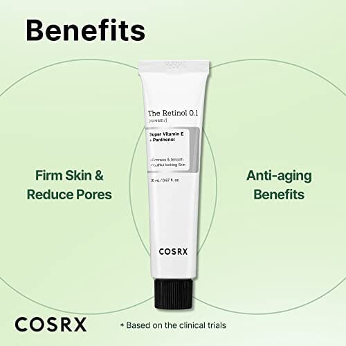 COSRX Retinol 0.1 Cream - Anti-aging Face Cream with 0.1% Retinoid, Reduces Wrinkles & Fine Lines, Korean Skincare