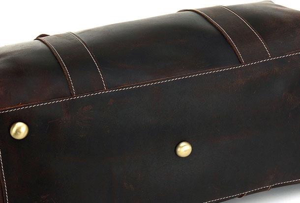 Black Coffee Leather Men's Weekender Duffle Bag for Travel