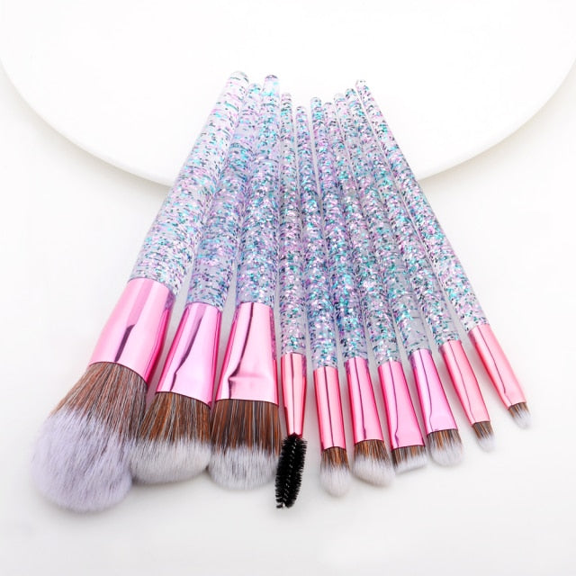 Transparent Makeup Brushes Set - 5/6/10pcs Synthetic Hair Cosmetic Brushes for Foundation, Blush, Eyeshadow & More