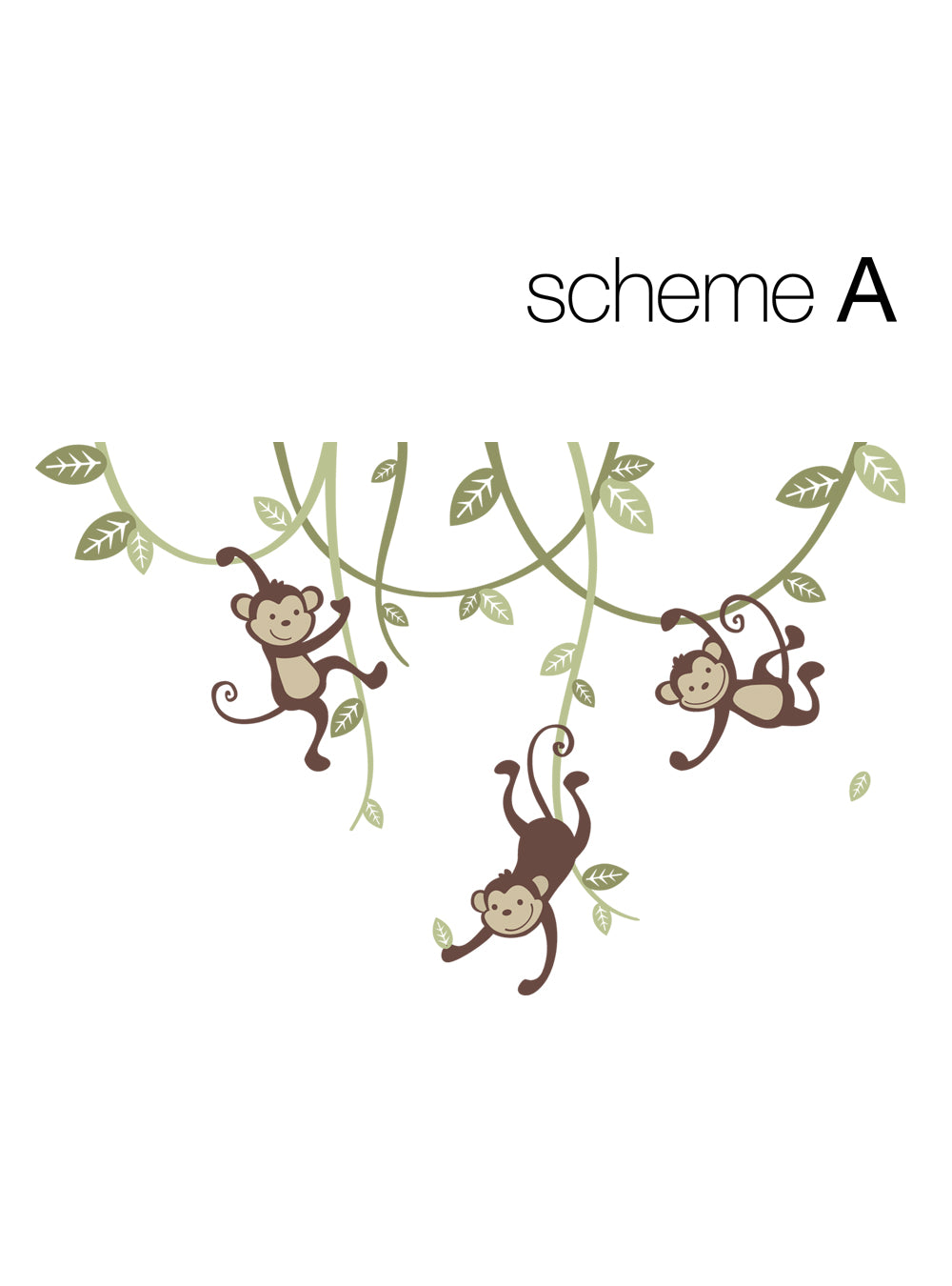 3 Monkeys Swinging From Vines Wall Decal