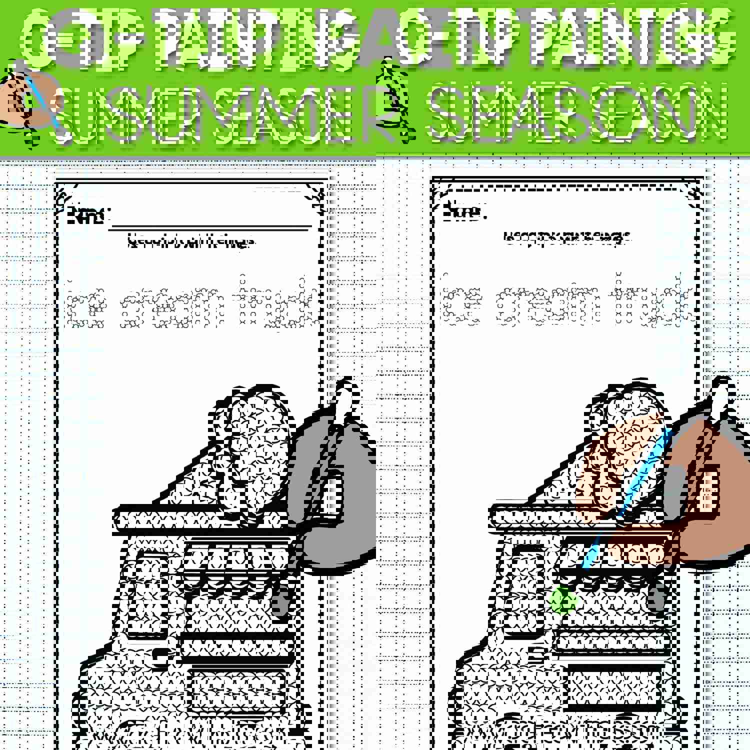 Q-Tip Painting - Summer Season Fine Motor Activity | Summer Craft