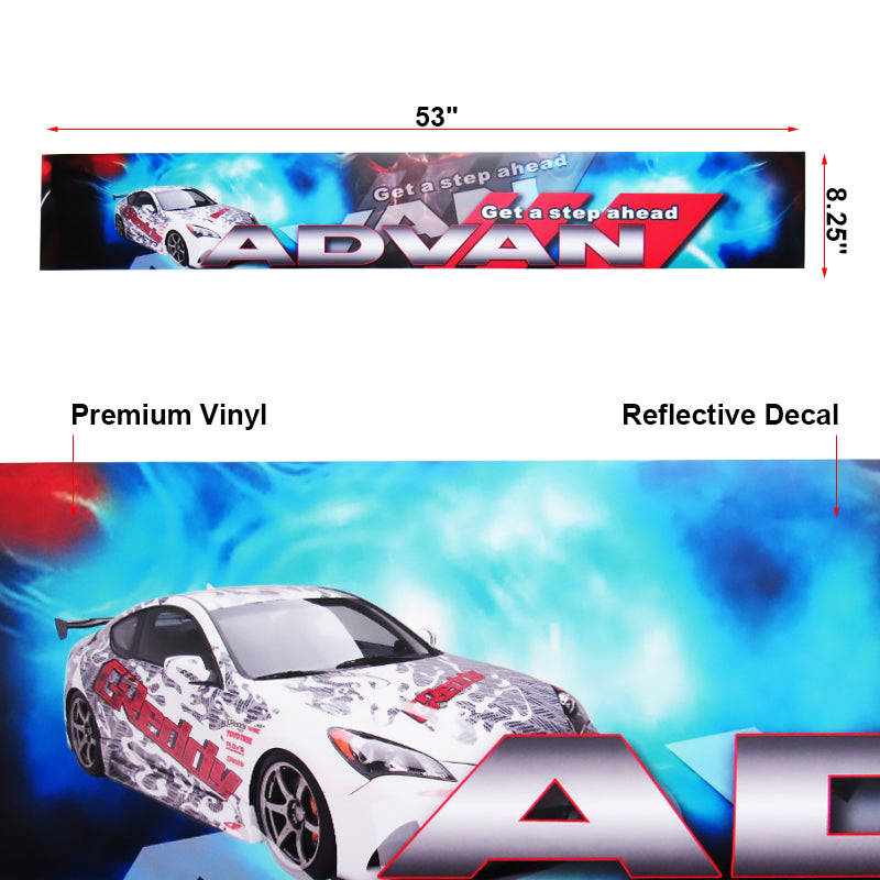 53 x 8 Non-Fading Vinyl Windshield Banner Decal for ADVAN GTR WRX RSX FRS