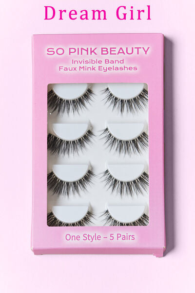 SO PINK BEAUTY Faux Mink Eyelashes 5 Pairs - Luxurious & Comfortable