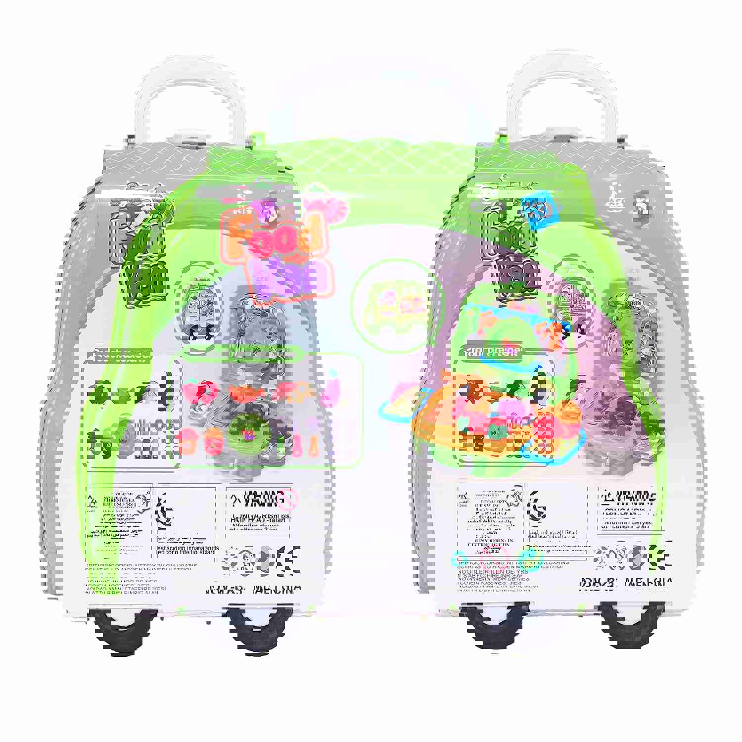 30PCS Kids Pretend Food Playset with Stickers and Storage Van Case