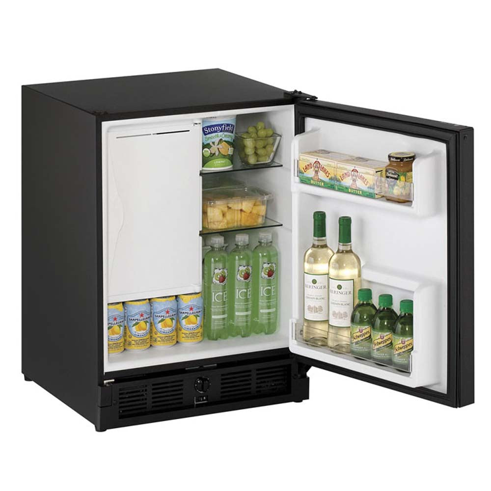 U-Line Frost-Free Refrigerator/Ice Maker Combo - Black Cabinet with Black Door