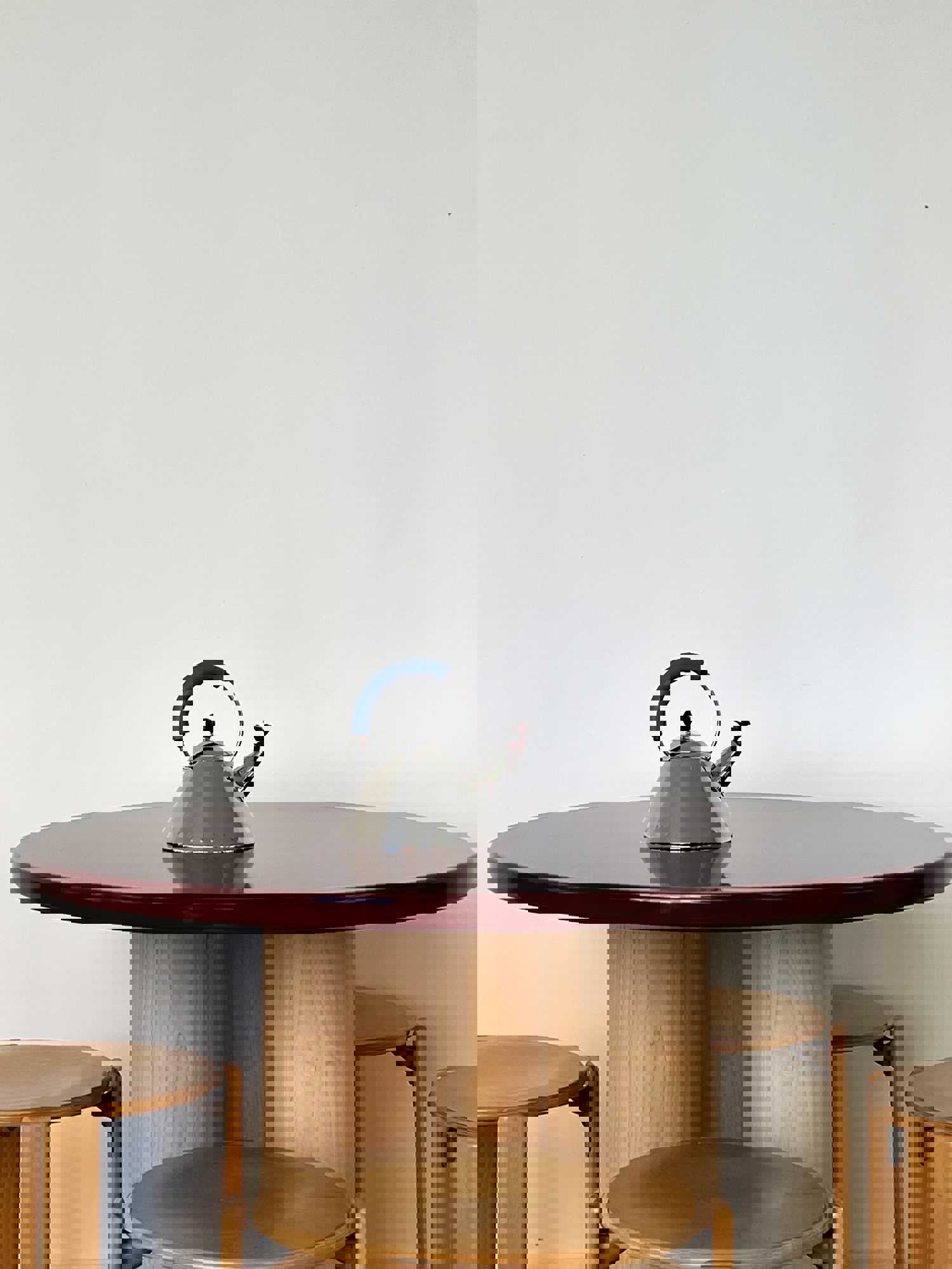 The Pier Dining Table in Wine Red and Maple - Limited Edition