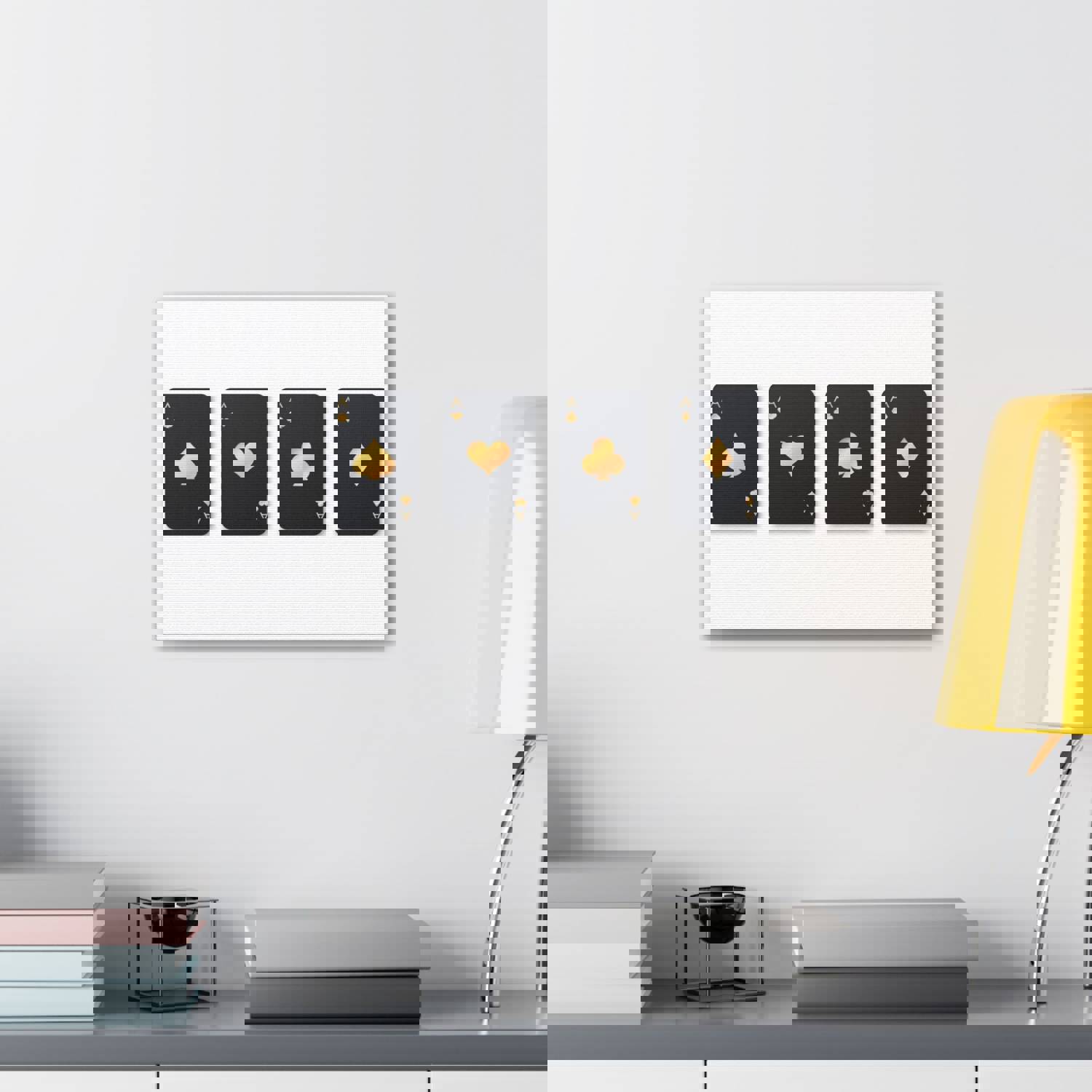 Four Black Aces Card Suits Playing Card Canvas Wall Art - Ready-to-Hang Home Decor