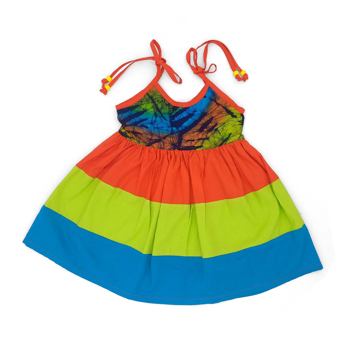 Géopa Kids Batiks Clothing Orange, Green & Blue Dress