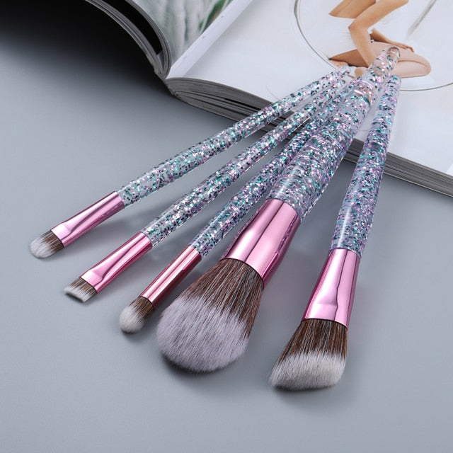 Transparent Makeup Brushes Set - 5/6/10pcs Synthetic Hair Cosmetic Brushes for Foundation, Blush, Eyeshadow & More