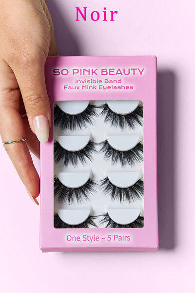 SO PINK BEAUTY Faux Mink Eyelashes 5 Pairs - Luxurious & Comfortable