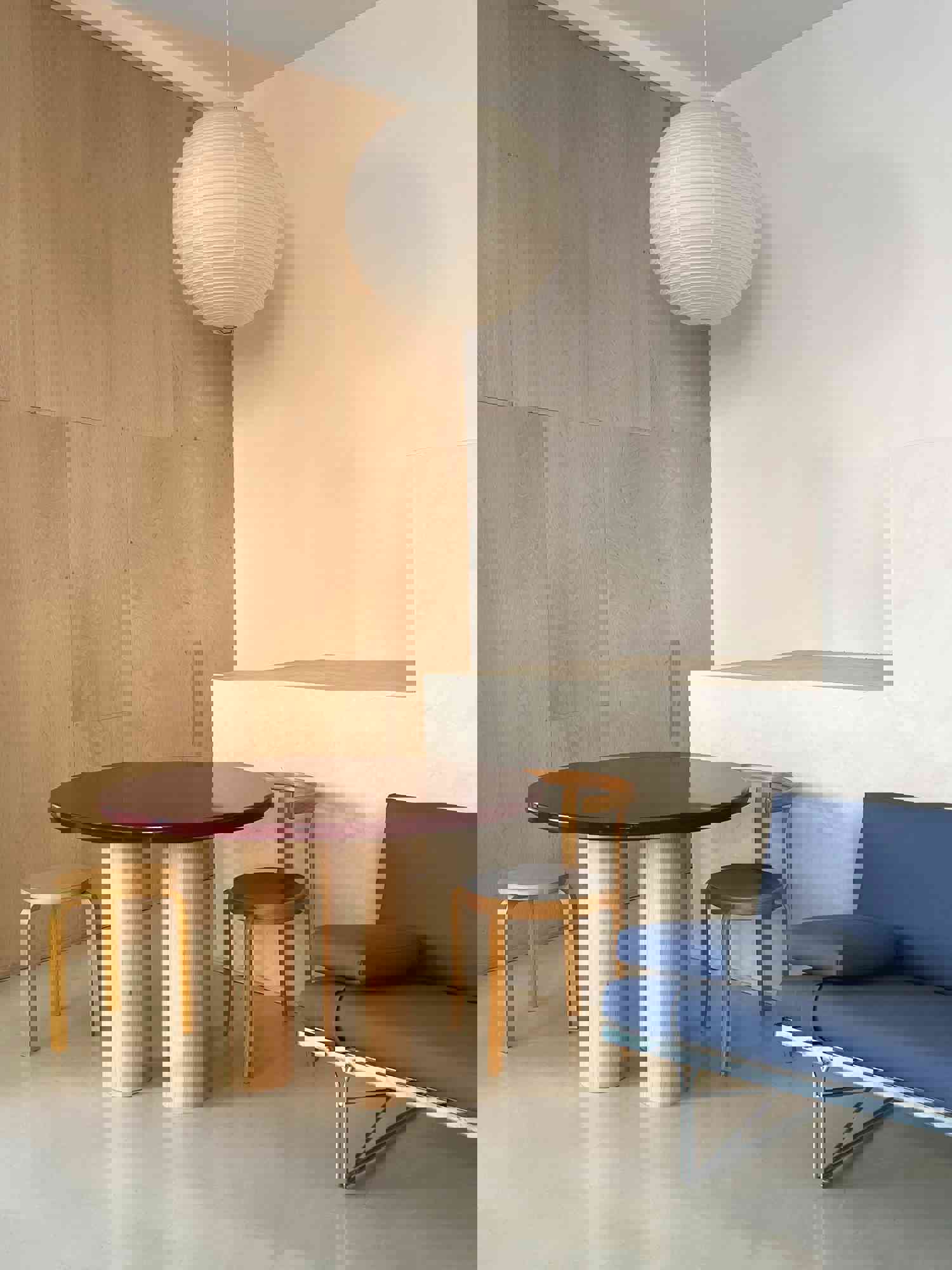 The Pier Dining Table in Wine Red and Maple - Limited Edition