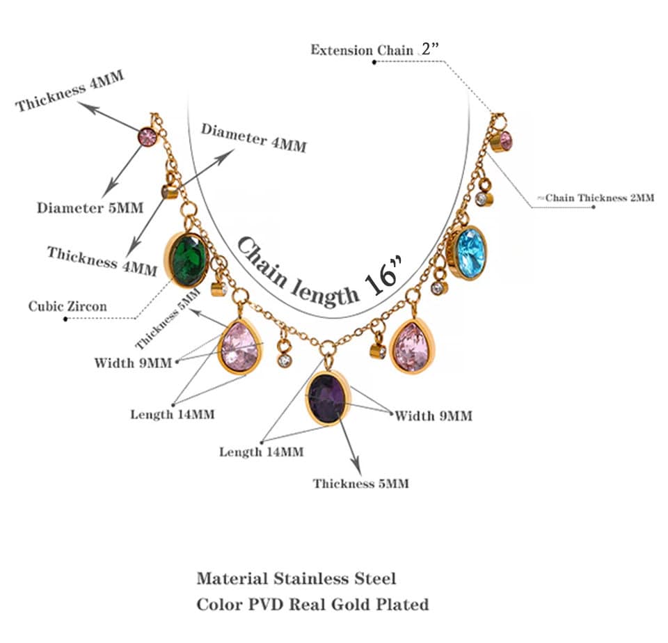 Haley Colorful Teardrop Necklace