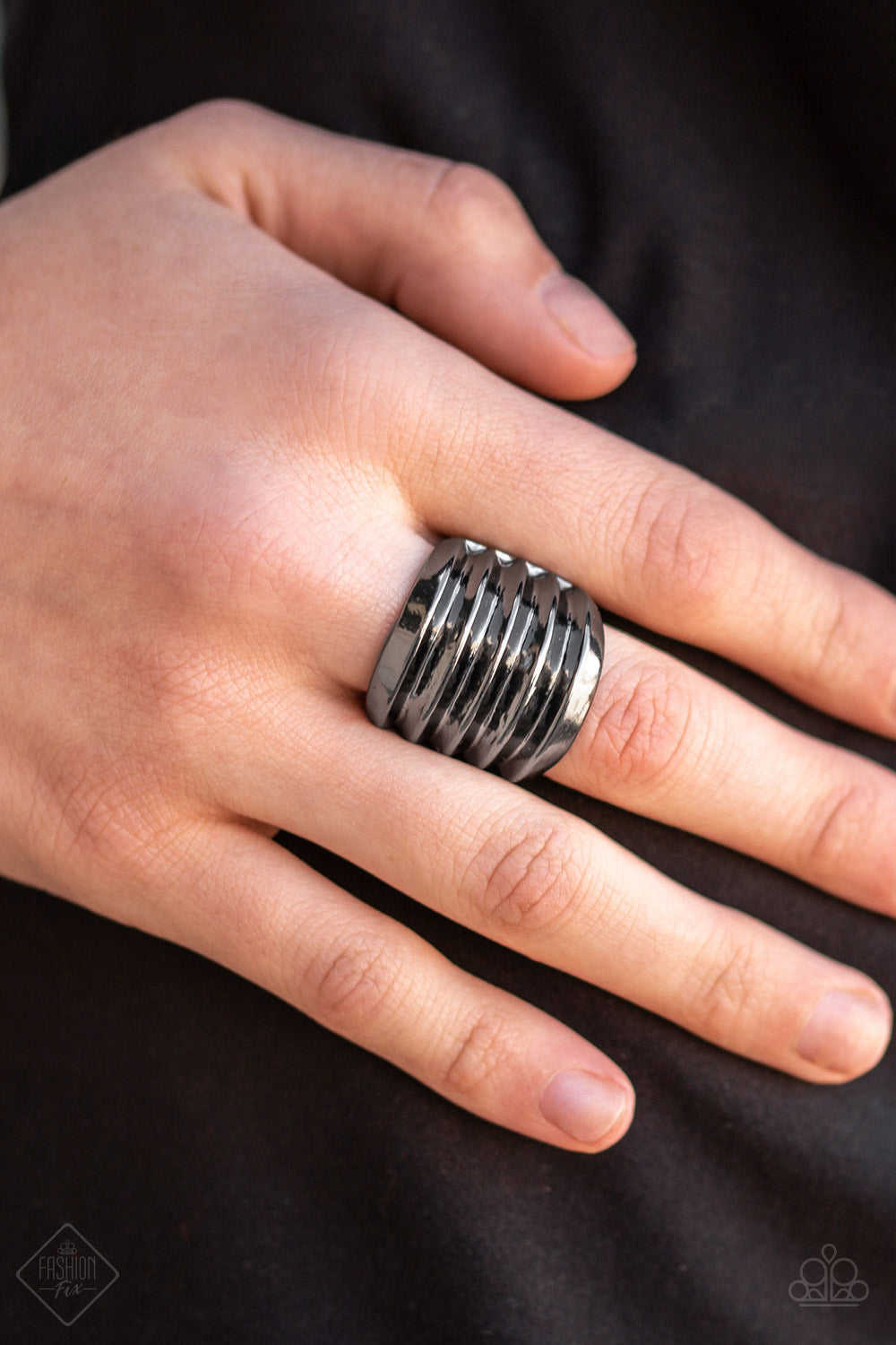 Paparazzi Hit Em Where It Hurts - Black Gunmetal Ring - Fashion Fix / Trend Blend