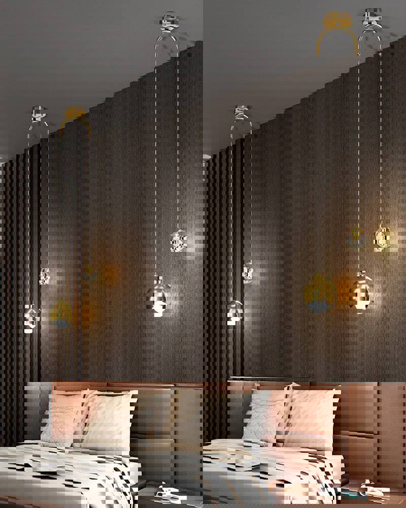 MIRODEMI® Gold/Black Copper Pendant Ball Shape Lamp for Study Room, Bedside, Kitchen Island