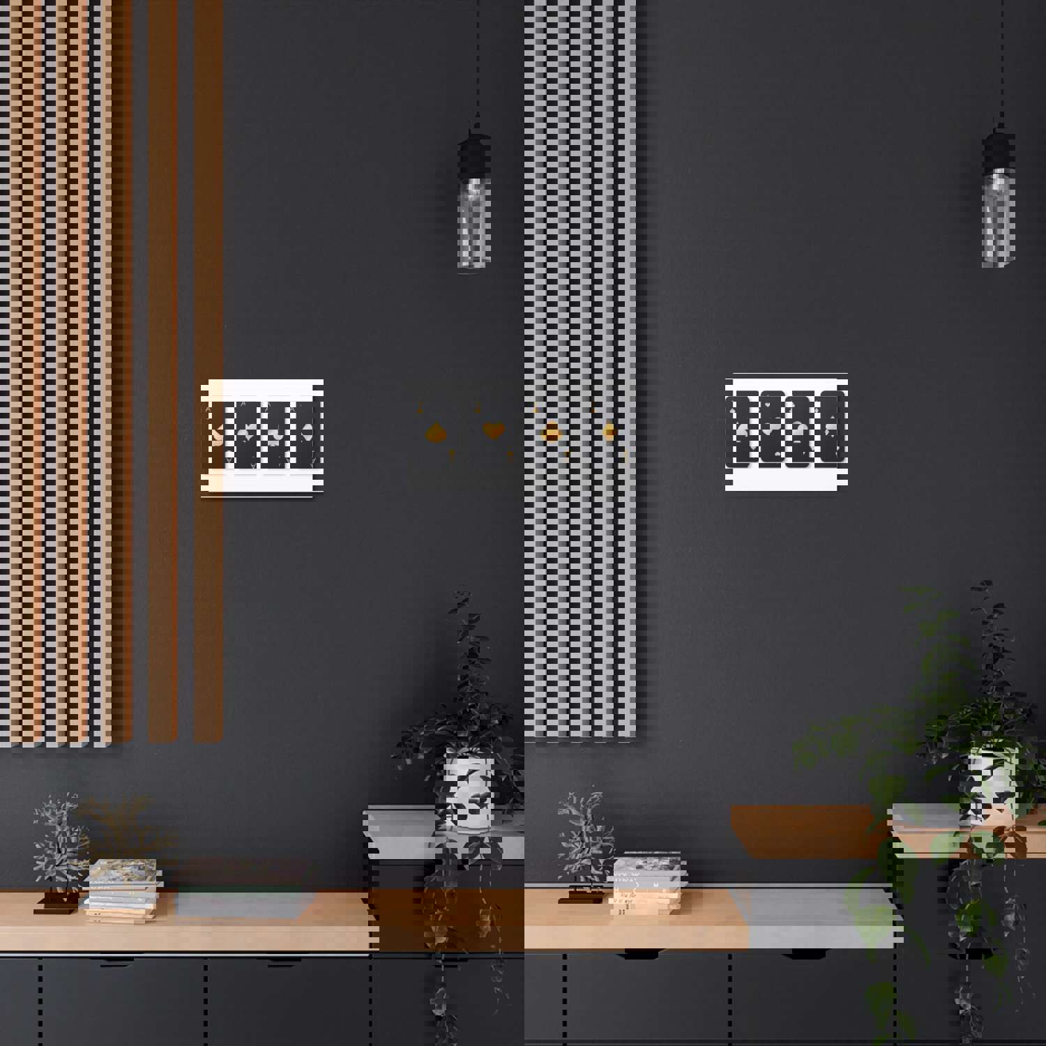 Four Black Aces Card Suits Playing Card Canvas Wall Art - Ready-to-Hang Home Decor