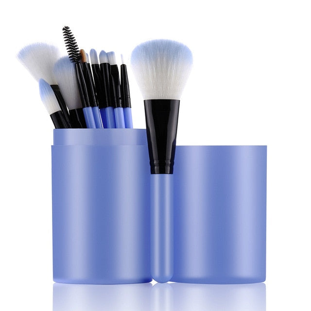 12pcs Professional Makeup Brushes Set with Box - Foundation, Powder, Eyeshadow, Eyebrow & Eyelash Brushes