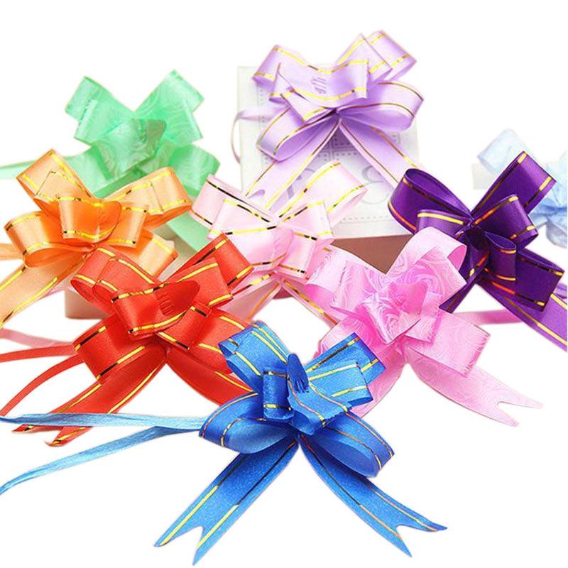 100pcs Gift Packing Pull Bow Ribbons for Wedding Birthday Party DIY Decoration