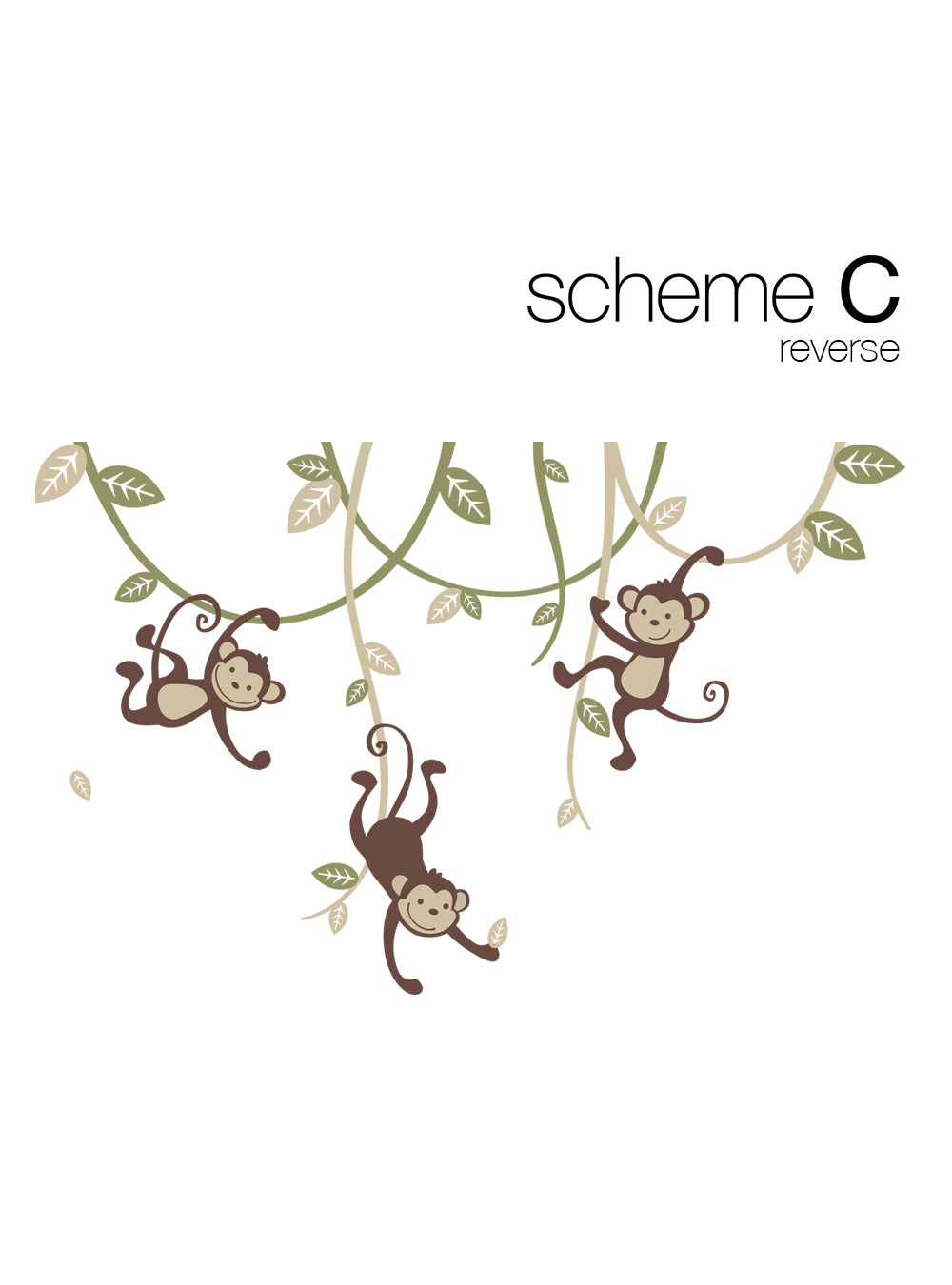 3 Monkeys Swinging From Vines Wall Decal