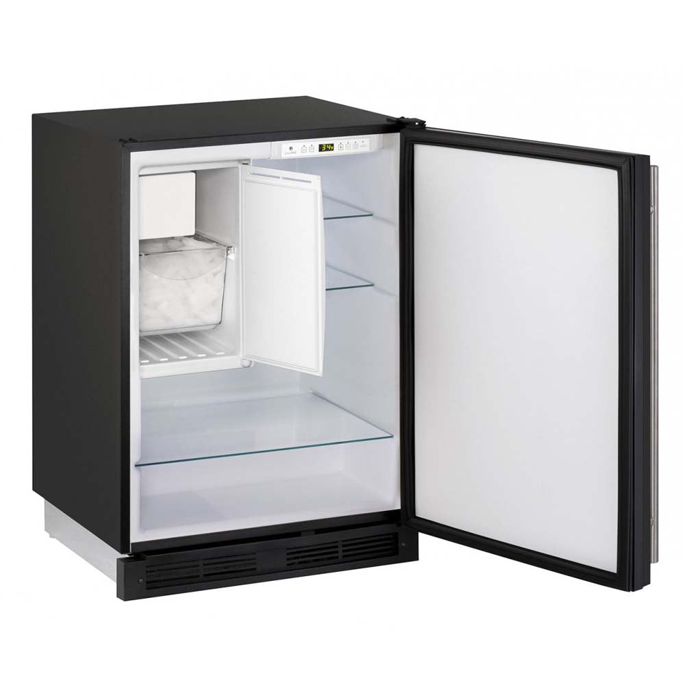 U-Line Frost-Free Refrigerator/Ice Maker Combo - Black Cabinet with Black Door