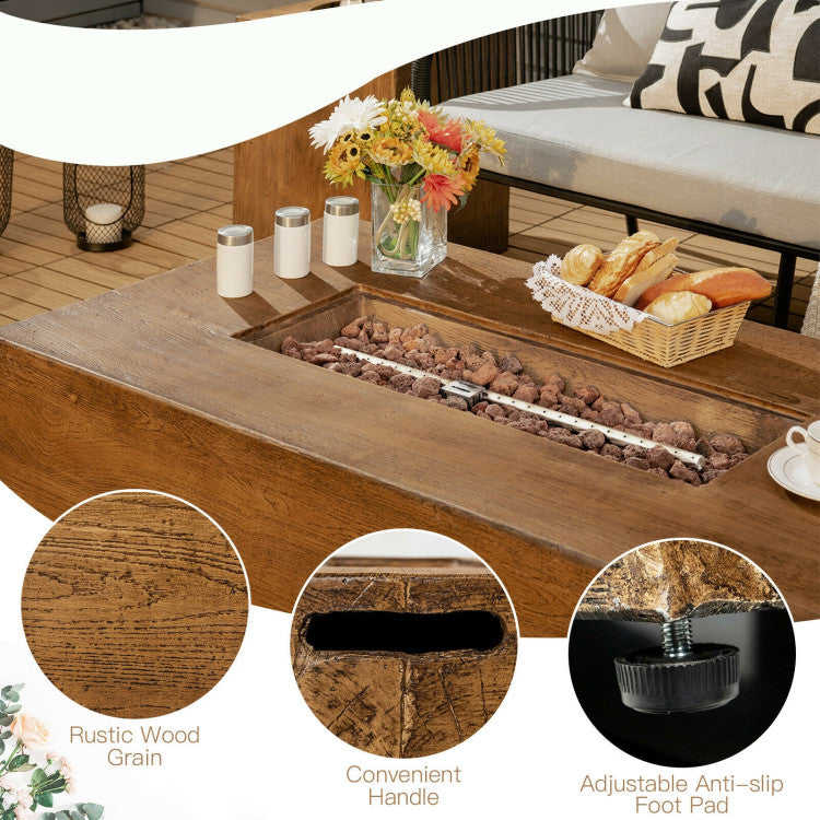 50000 BTU Outdoor Propane Gas Fire Pit Table with Waterproof Cover