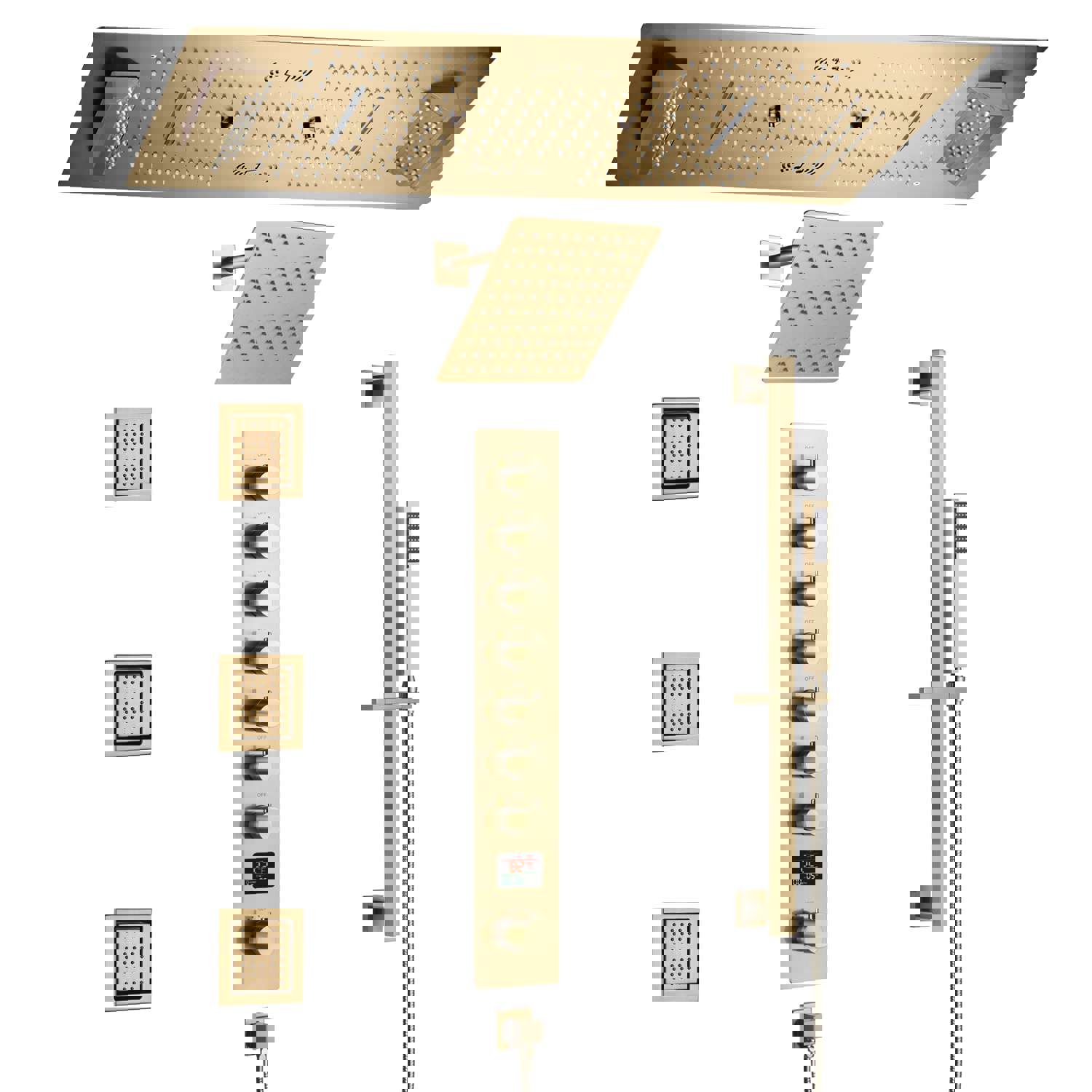 IVEY 36INCH COMPLETE LED MUSIC SHOWER SYSTEM WITH RAINFALL, WATERFALL & WALL MOUNTED SHOWERHEAD
