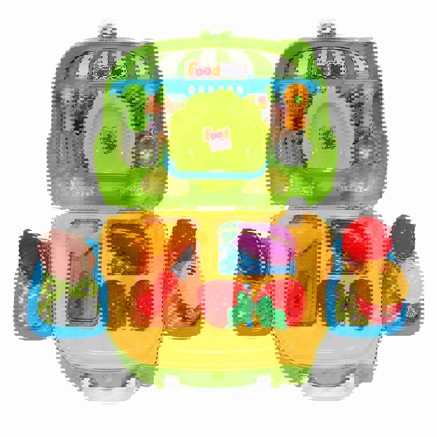 30PCS Kids Pretend Food Playset with Stickers and Storage Van Case