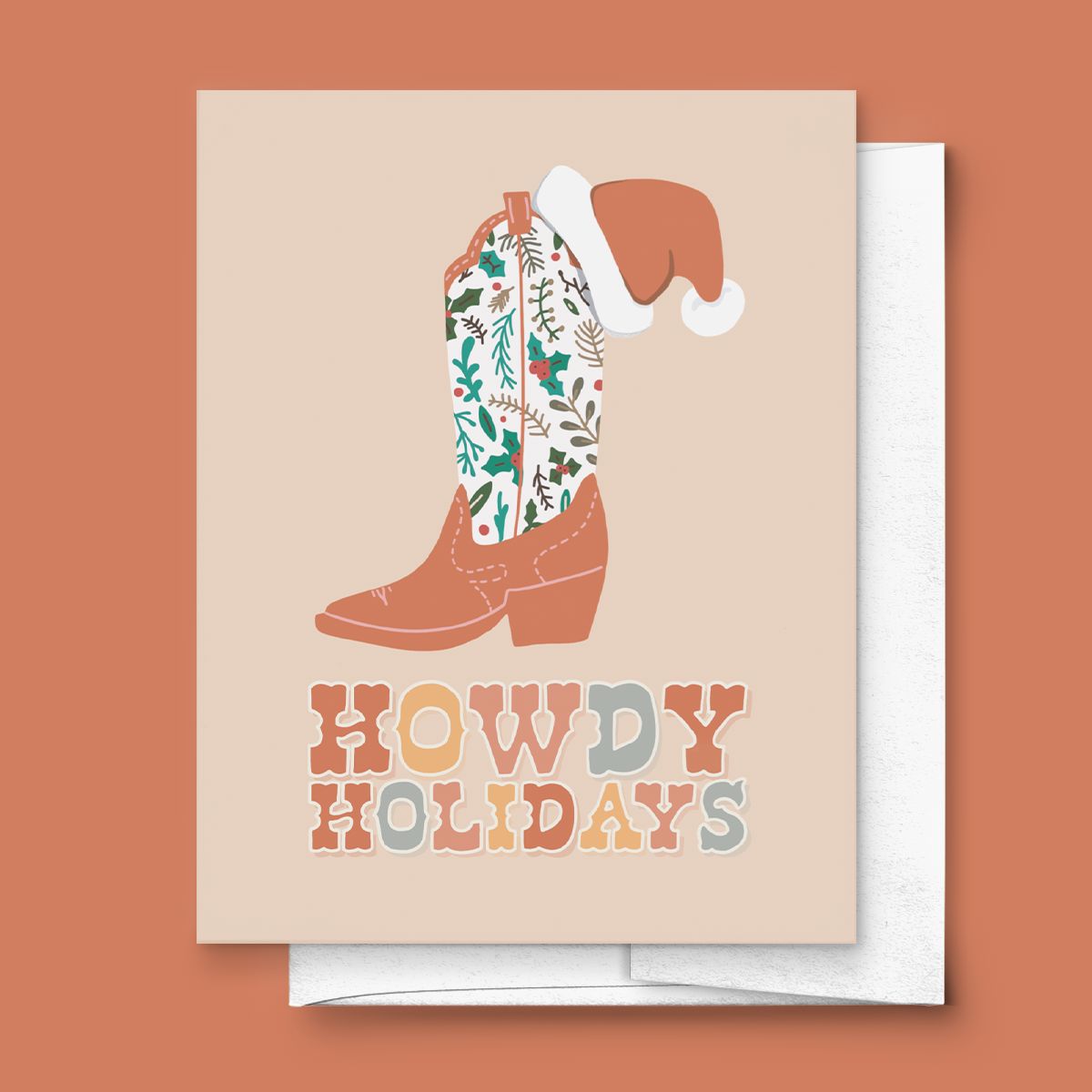 Howdy Christmas Holiday Cowboy Boot Western Greeting Card