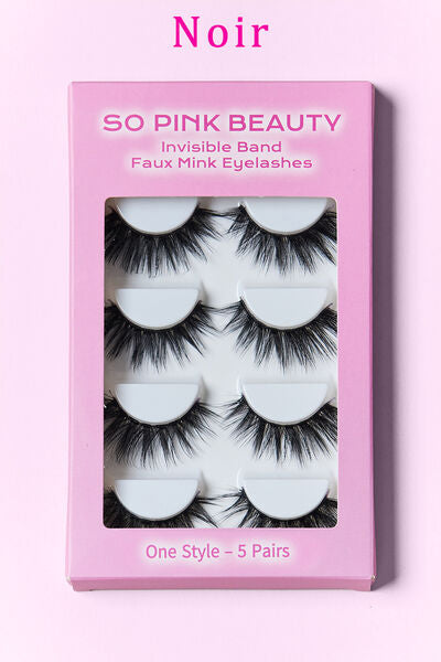 SO PINK BEAUTY Faux Mink Eyelashes 5 Pairs - Luxurious & Comfortable
