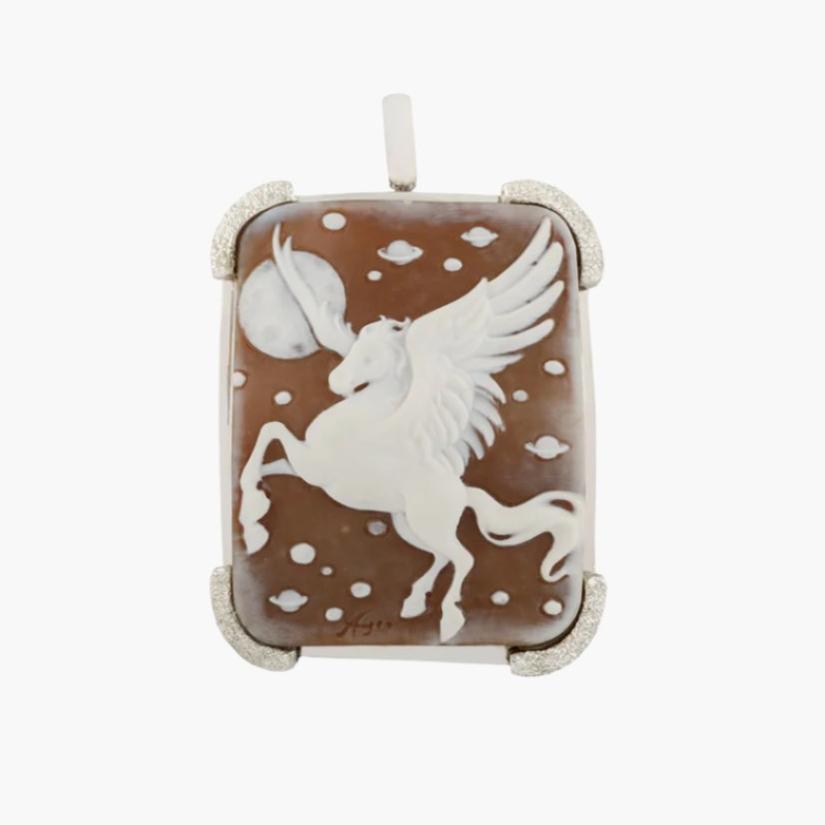 Pegasus Constellation Cameo Pendant and Brooch Set