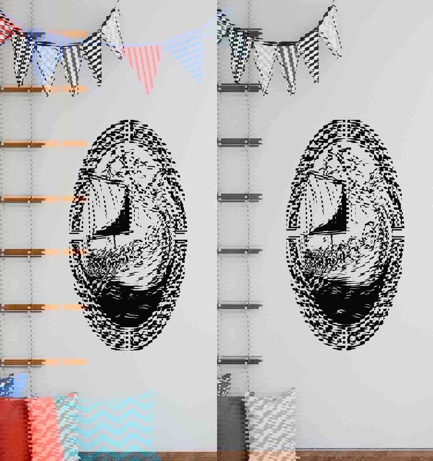 Vinyl Wall Decal Viking Drakkar Symbols Sea Ship Warriors Home Decor Stickers Mural