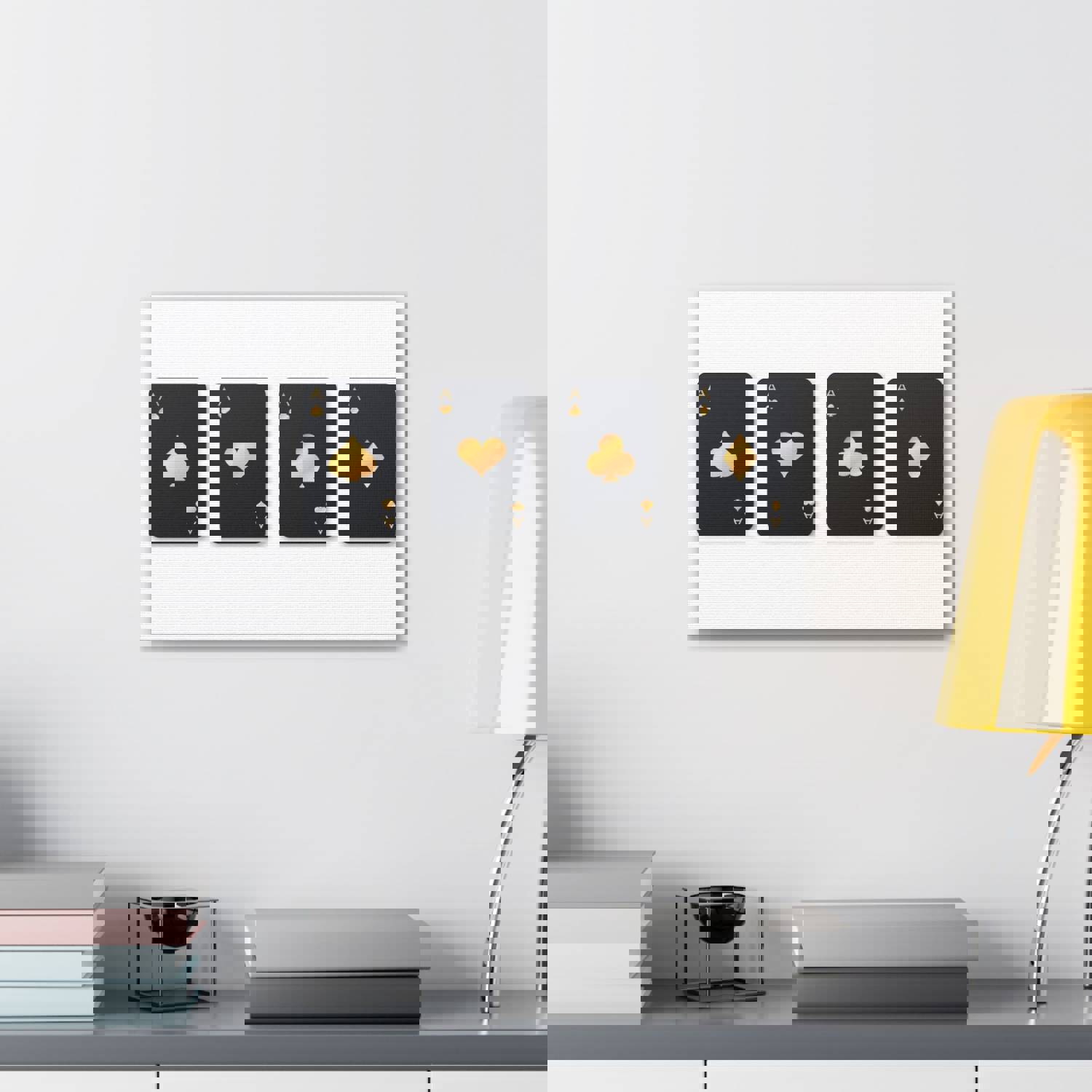 Four Black Aces Card Suits Playing Card Canvas Wall Art - Ready-to-Hang Home Decor