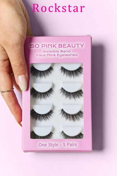 SO PINK BEAUTY Faux Mink Eyelashes 5 Pairs - Luxurious & Comfortable