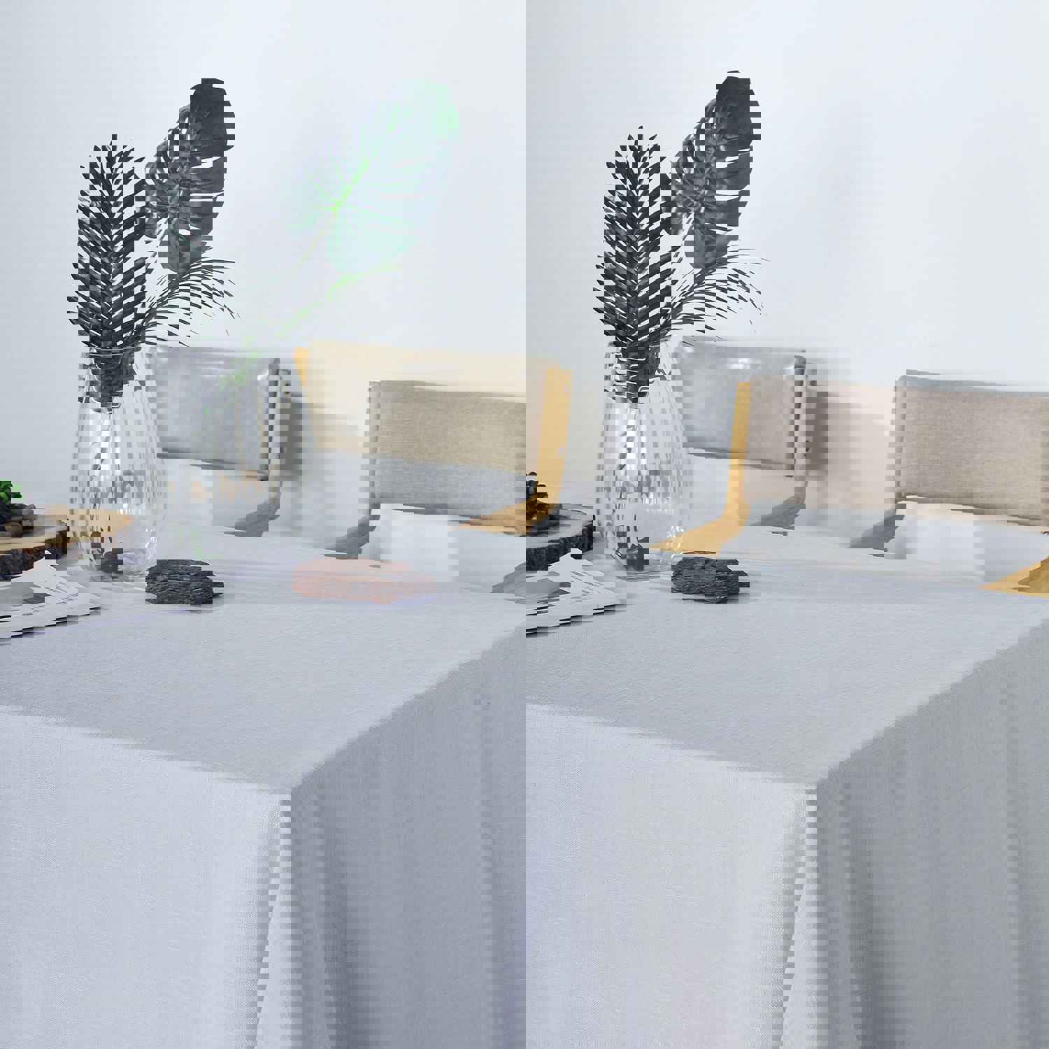 Silver Seamless Rectangular Faux Linen Tablecloth, Wrinkle Resistant 60x126