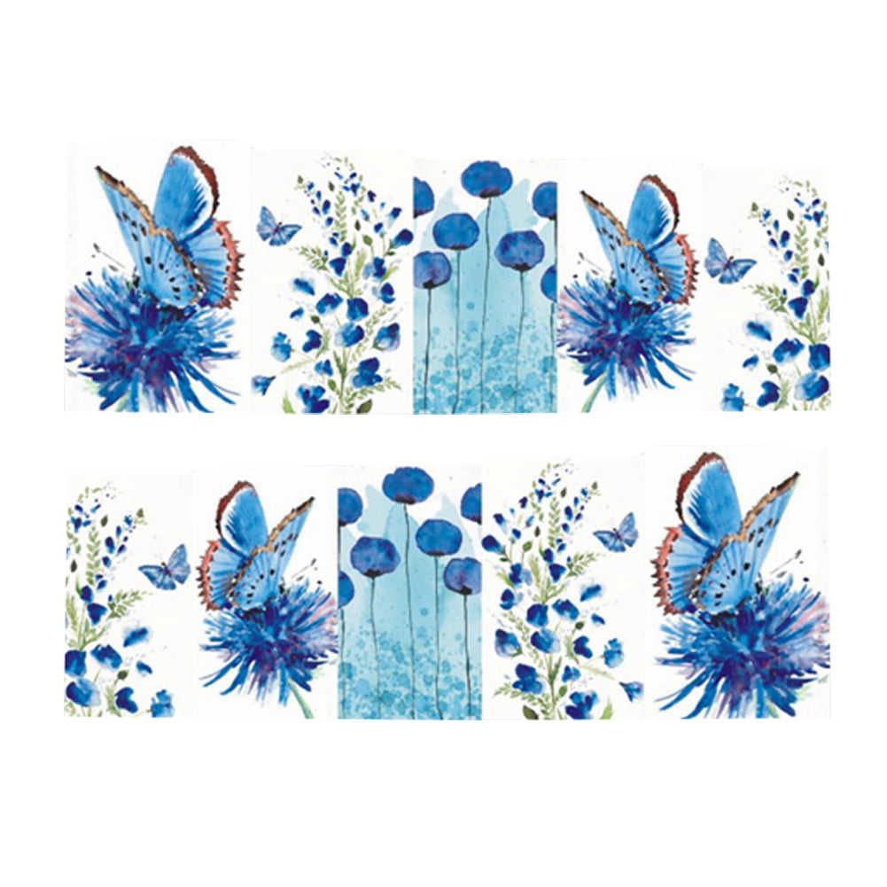 Mixed Flowers Butterfly Design Water Decals Transfer Nail Stickers