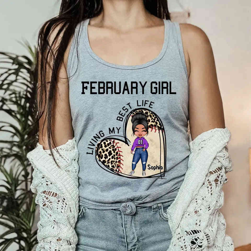 February Birthday Shirt - Custom Queens Born in February Baseball Lover Tee