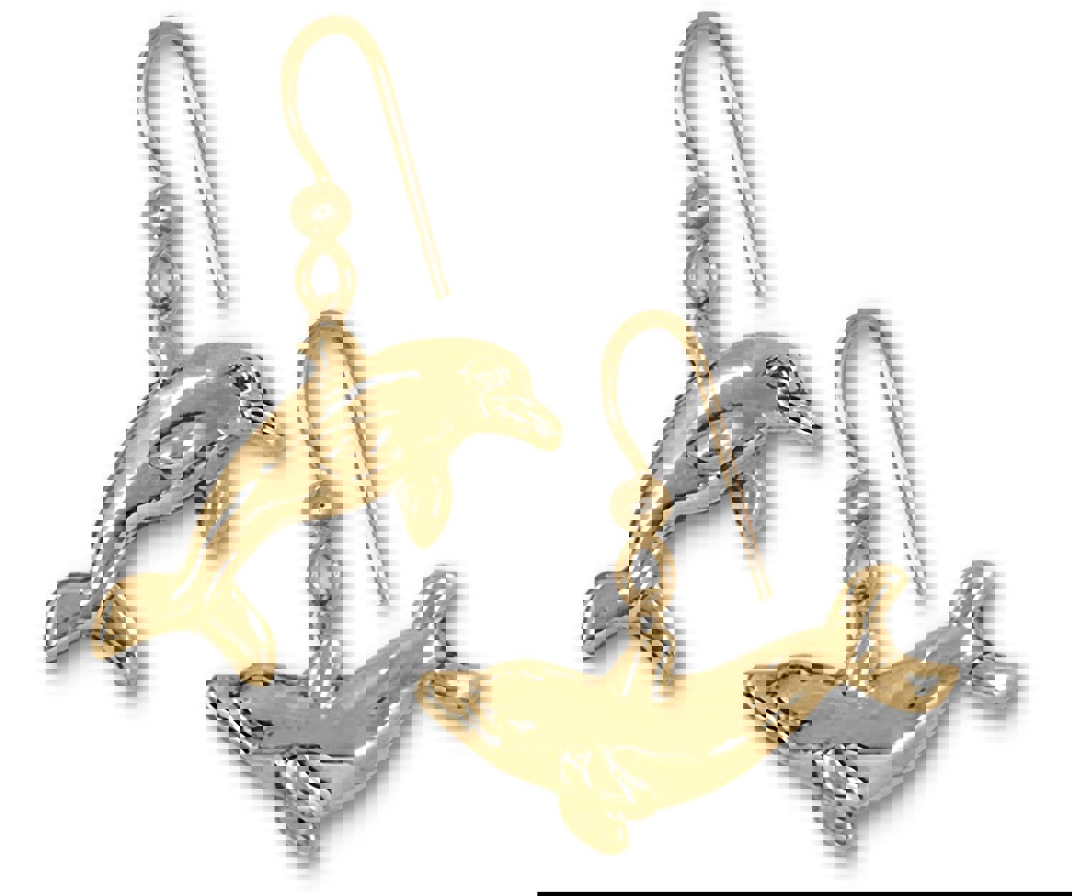 Dolphin Jewelry 14k Yellow Gold Handmade Dolphin Earrings DLP12-FWG