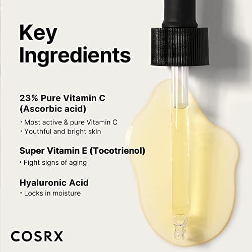 COSRX Pure Vitamin C 23% Serum with Vitamin E & Hyaluronic Acid - Brightening & Hydrating Facial Serum for Dark Spots & Fine Lines