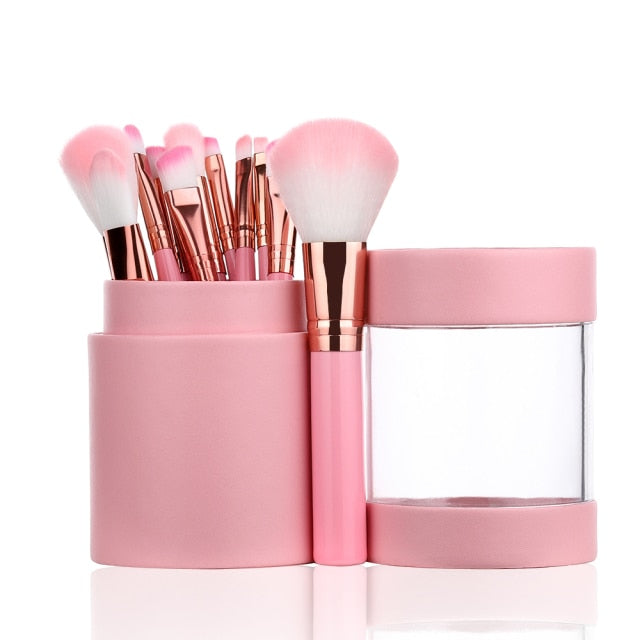 12pcs Professional Makeup Brushes Set with Box - Foundation, Powder, Eyeshadow, Eyebrow & Eyelash Brushes